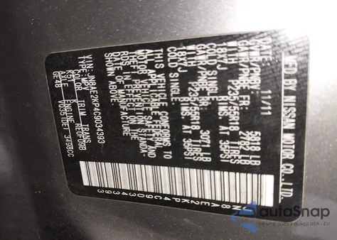 2012 Nissan Quest Sl z USA, uszkodzony, nr VIN JN8AE2KP4C9034393